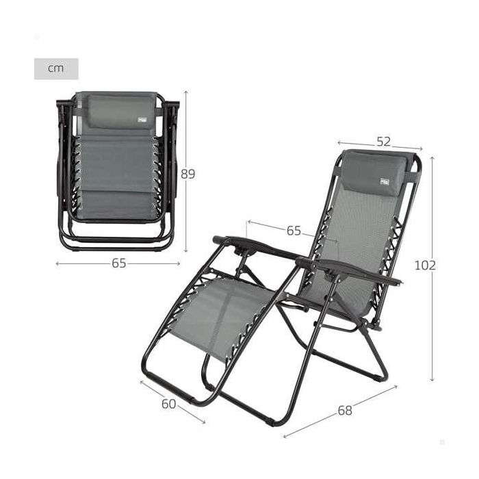 Color Baby Tumbona Textileno 52x68x102 cm Gris Oscuro 3