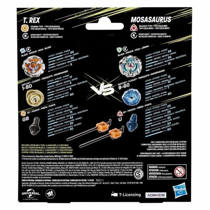 Hasbro Beyblade X HASG1898ES0 Jurassic World T. Rex vs. Mosasaurus, 2 peonzas de competición, 2 lanzadores, a partir de 8 años 9