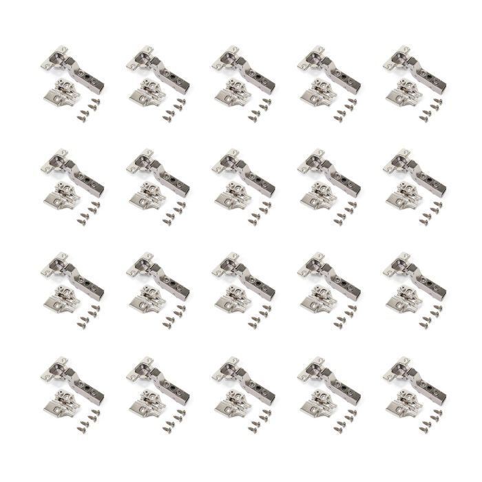 Emuca Lote de 20 bisagras supercodo X91N con suplementos para atornillar, Altura 0, Acero, Niquelado 0 Emuca Lote de 20 bisagras supercodo X91N con suplementos para atornillar, Altura 0, Acero, Niquelado 0