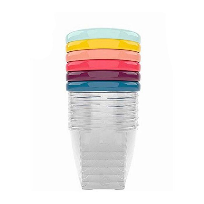 Babymoov Babybols Kit L Tarros Herméticos Transparentes para Comida de Bebés, 6 x 250 ml, Tapa Roscada, Regrabables