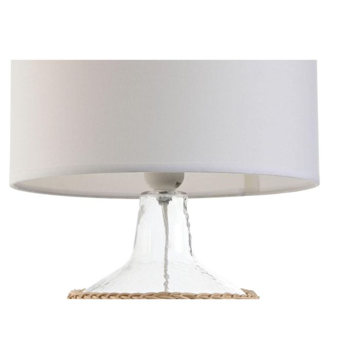 DKD Home Decor Lámpara de Sobremesa Mediterráneo de Cristal y Cuerda, Blanca Transparente, 28x45x28cm, Tipo E27 4 DKD Home Decor Lámpara de Sobremesa Mediterráneo de Cristal y Cuerda, Blanca Transparente, 28x45x28cm, Tipo E27 4
