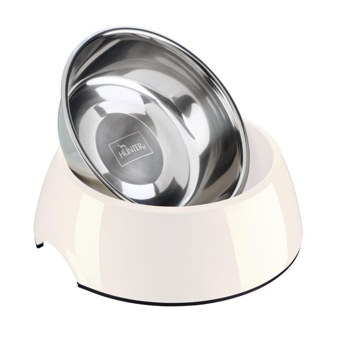 Hunter Comedero Melamina 1400 mL Blanco con Cuenco de Acero Inoxidable, Base Antideslizante y Apto para Lavavajillas 2 Hunter Comedero Melamina 1400 mL Blanco con Cuenco de Acero Inoxidable, Base Antideslizante y Apto para Lavavajillas 2