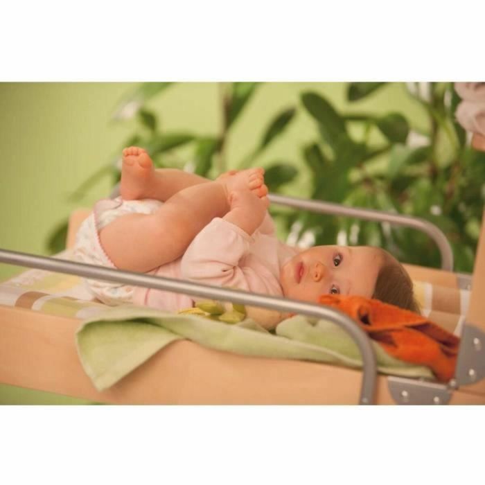 Roba Cambiador Plegable de Pared DSCHUNGELBABY con 2 Estantes Integrados y Colchón de Rayas Multicolor Incluido - Madera Natural 1