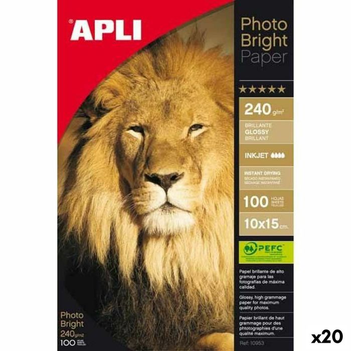 Papel Fotográfico Brillante Apli PHOTO BRIGHT 100 Hojas 10 x 15 cm (20 Unidades) 0 Papel Fotográfico Brillante Apli PHOTO BRIGHT 100 Hojas 10 x 15 cm (20 Unidades) 0