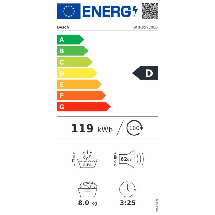 Secadora de condensación BOSCH WTR85V00ES 1 Secadora de condensación BOSCH WTR85V00ES 1