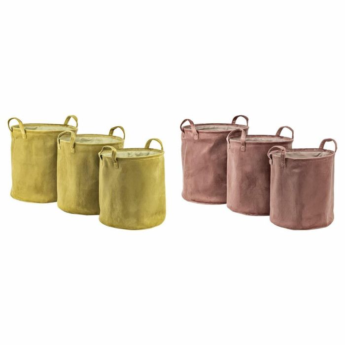 Cesta Basicos DKD Home Decor Mostaza Terracota 38 x 40 x 38 cm Set de 3 (2 Unidades)