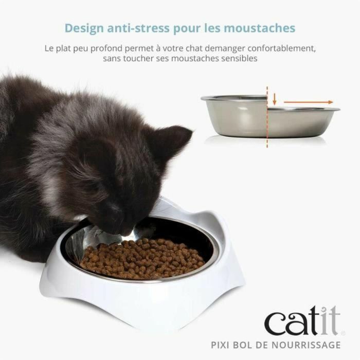 Comedero para gatos - CATIT - PIXI - 2 x 200 ml - Doble - Cuencos extraíbles de acero inoxidable - Blanco 2 Comedero para gatos - CATIT - PIXI - 2 x 200 ml - Doble - Cuencos extraíbles de acero inoxidable - Blanco 2