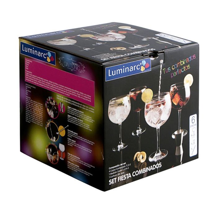 Luminarc Set 6 Piezas Combinados Fiesta de Vidrio Multicolor, Capacidad 71,5 cL, 27 cm y 2-4 cL, Apto Lavavajillas 5 Luminarc Set 6 Piezas Combinados Fiesta de Vidrio Multicolor, Capacidad 71,5 cL, 27 cm y 2-4 cL, Apto Lavavajillas 5