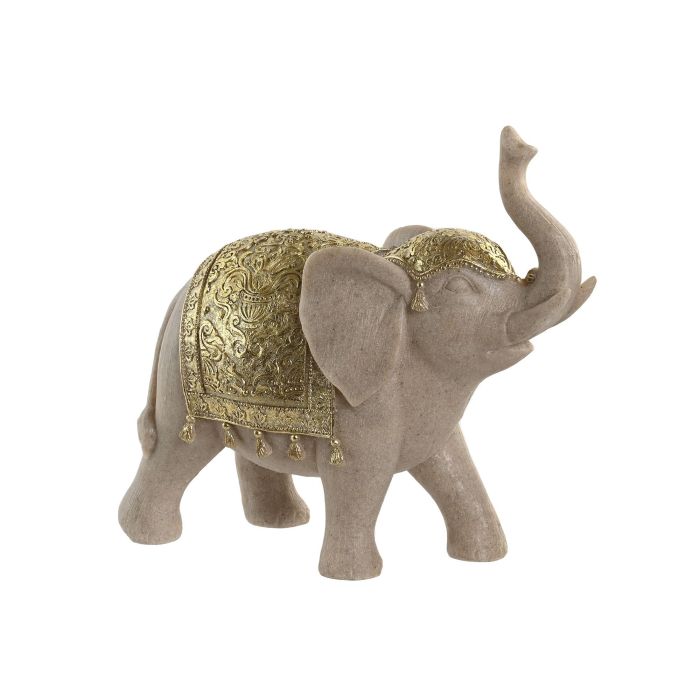 DKD Home Decor Figura Elefante Beige Dorado 10 x 22 x 25 cm