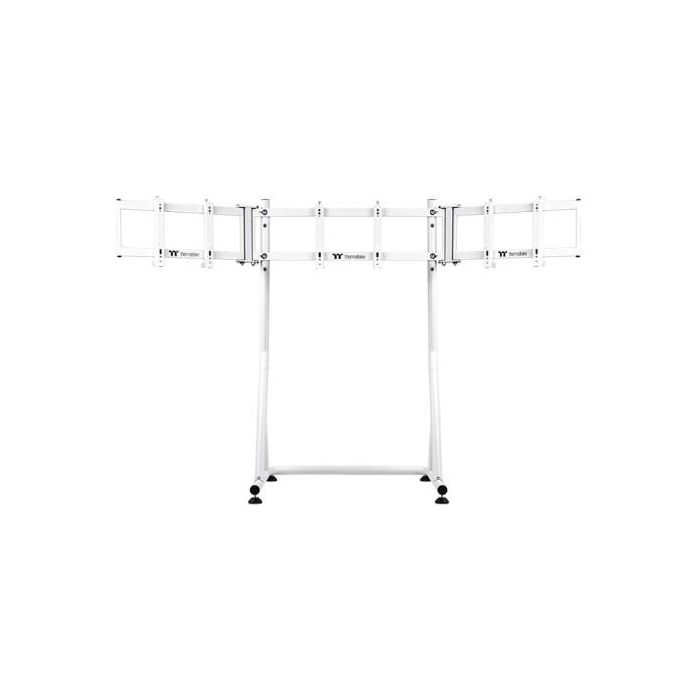 Thermaltake Soporte de Piso para 3 Monitores tipo Cockpit - Hasta 139.7 cm (55") / 60 kg, Ajustable VESA 75x75 a 200x200 mm, Color Blanco
