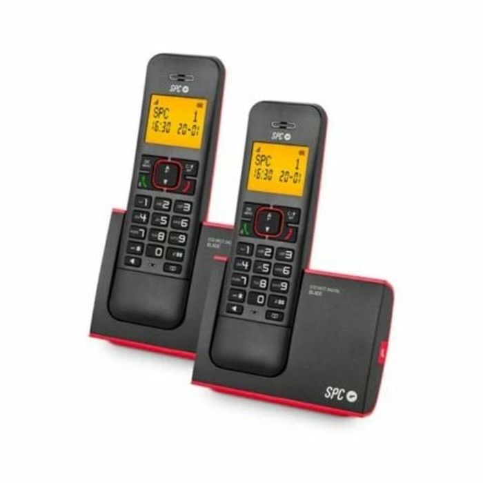 SPC 7292RC2 Teléfono Inalámbrico Pack DUO Blade Manos Libres, Identificación de Llamadas, Agenda 50 y Pantalla Iluminada - Rojo y Negro 1