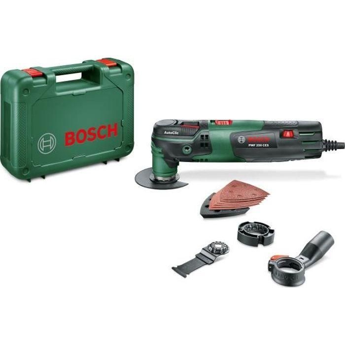 Bosch PMF 250 CES Herramienta multifunción con sistema Autoclic para cambio rápido, versátil para lijar, cortar y aserrar Bosch PMF 250 CES Herramienta multifunción con sistema Autoclic para cambio rápido, versátil para lijar, cortar y aserrar
