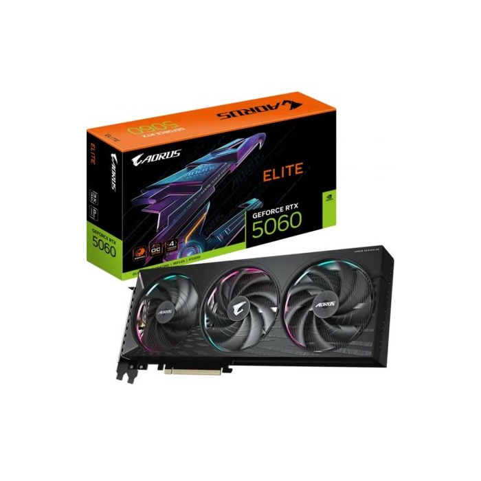 Gigabyte AORUS 9VN5060AE-00-G10 Tarjeta Gráfica GeForce RTX 5060 Elite 8GB GDDR7 NVIDIA Blackwell DLSS 4 PCIe 5.0 HDMI DisplayPort Gigabyte AORUS 9VN5060AE-00-G10 Tarjeta Gráfica GeForce RTX 5060 Elite 8GB GDDR7 NVIDIA Blackwell DLSS 4 PCIe 5.0 HDMI DisplayPort