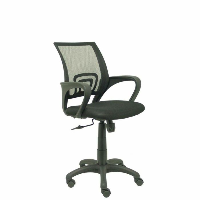 Piqueras y Crespo Silla Operativa Vianos con Respaldo de Malla y Asiento Bali Negro, Brazos Fijos, Basculante, Regulable en Altura, Giratoria 360° 2
