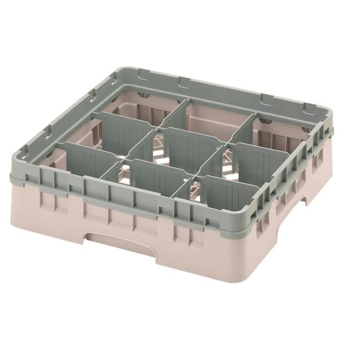 CAMBRO - 9S318-186 - Cesta de lavado 9 comp. 1 altura - 14,8 cm Ø máx. - alt. máx. 9,4 cm - 50 x 50 x 14,3 cm - Azul marino