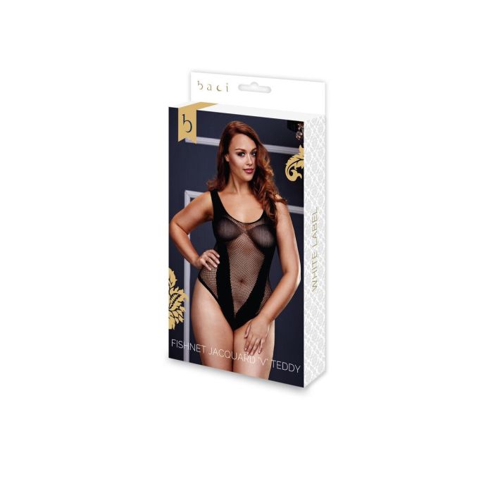 Bodi Jacquard V Teddy Talla Grande Baci Lingerie BW3134-BLKQS Negro XL Queen 1 Bodi Jacquard V Teddy Talla Grande Baci Lingerie BW3134-BLKQS Negro XL Queen 1