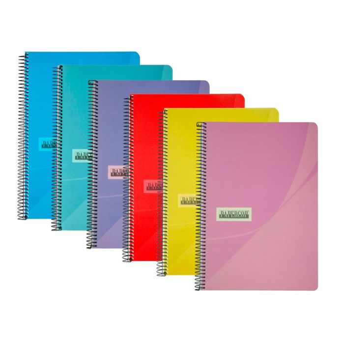 Cuaderno Espiral Papercop Folio Tapa Extradura 80 Hojas Pauta 5 2,5 mm Con Margen 70 gr Colores Surtidos 6 unidades 1