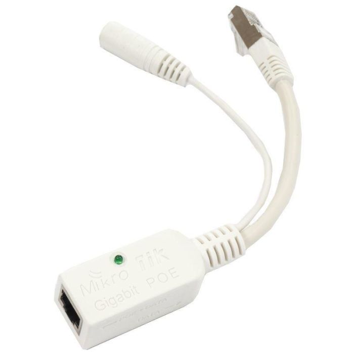 MikroTik Gigabit PoE Injector Pasivo 9-48V DC 10/100/1000 Mbps para RouterBOARD con Conectores Blindados Blanco