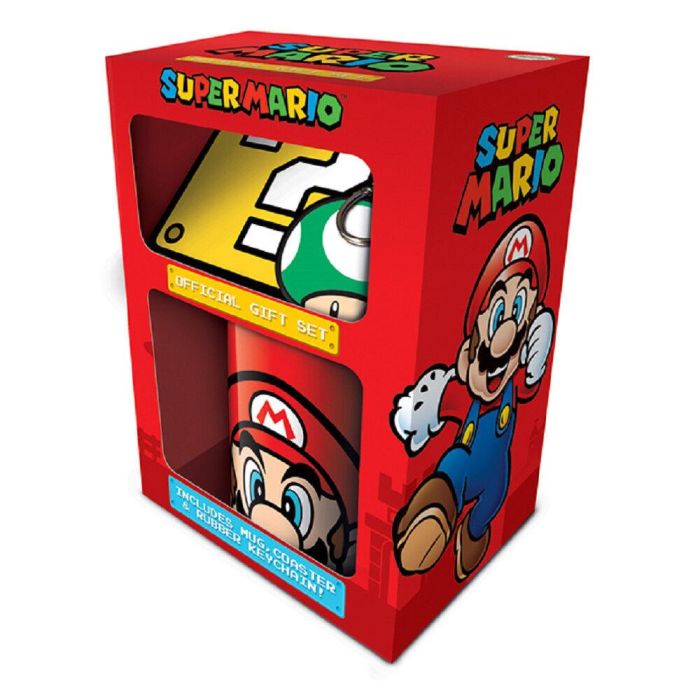 PYRAMID Set Taza + Posavasos y Llavero Super Mario Bros