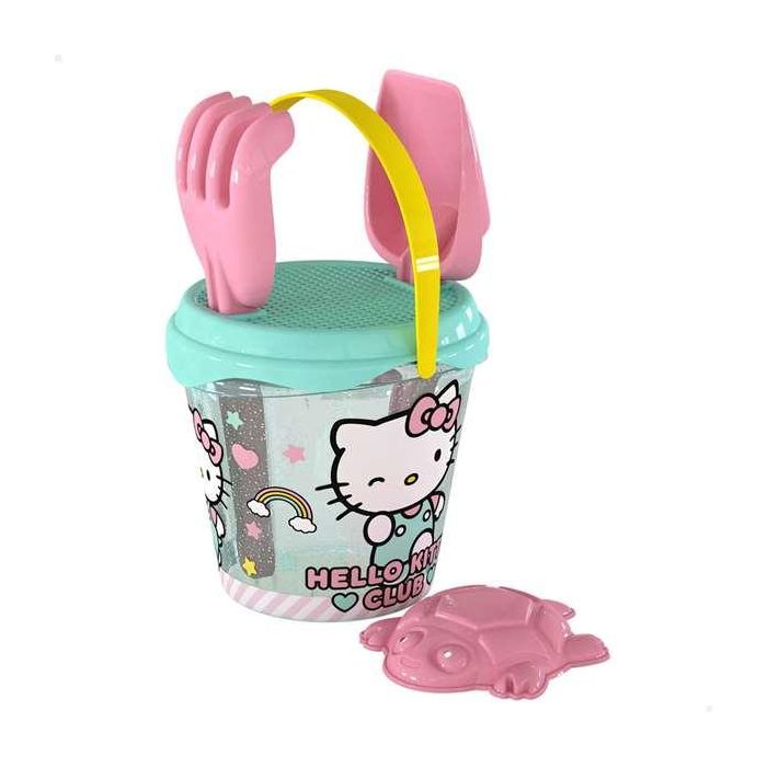 Cubo de playa hello kitty diametro 14 cm con pala, rastrillo y 3 moldes. 1 Cubo de playa hello kitty diametro 14 cm con pala, rastrillo y 3 moldes. 1
