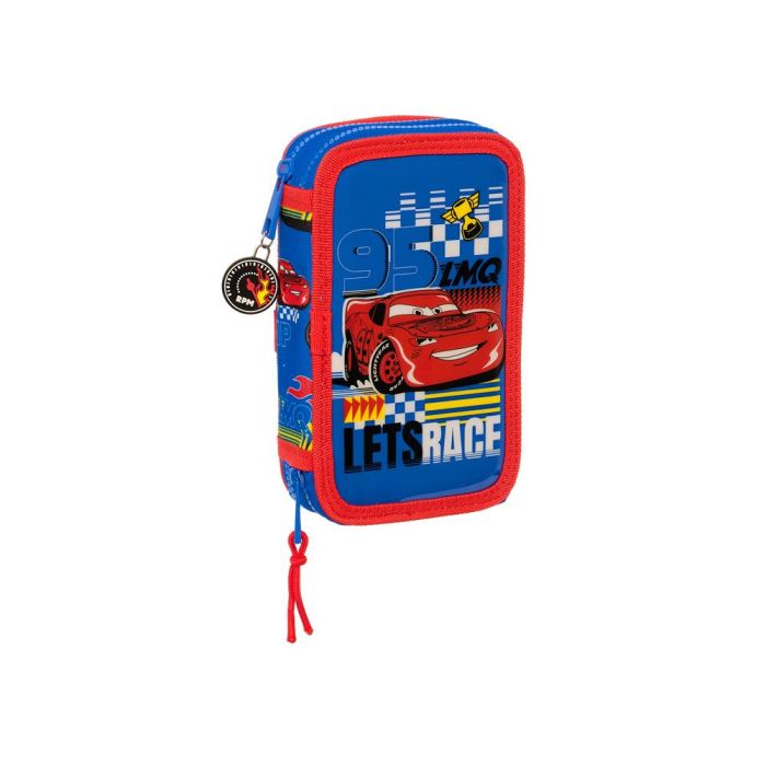 Plumier Doble Cars Race ready Azul 12.5 x 19.5 x 4 cm (28 piezas)