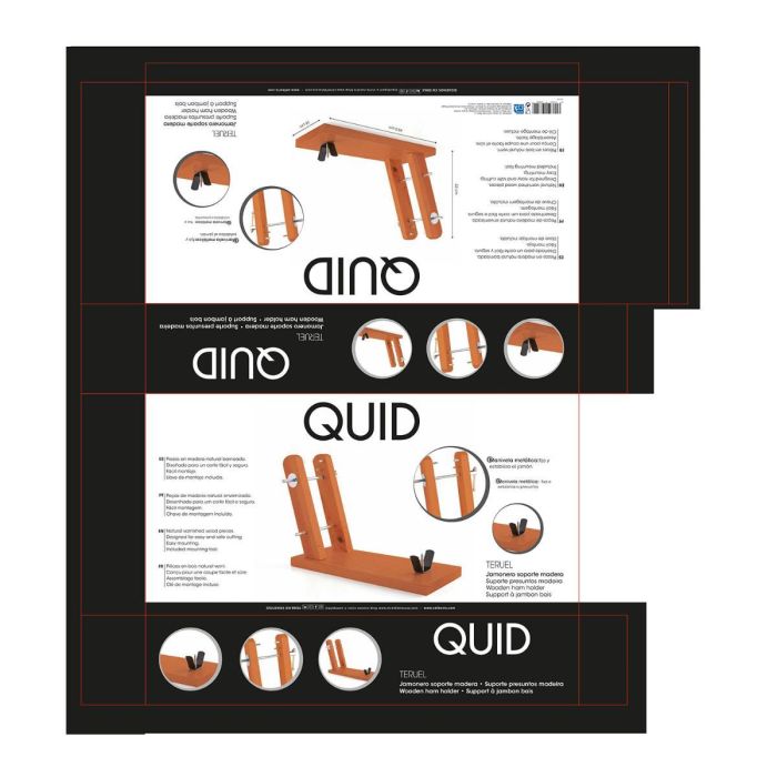 Jamonero Soporte Madera Teruel Quid 44,5x18x33 cm