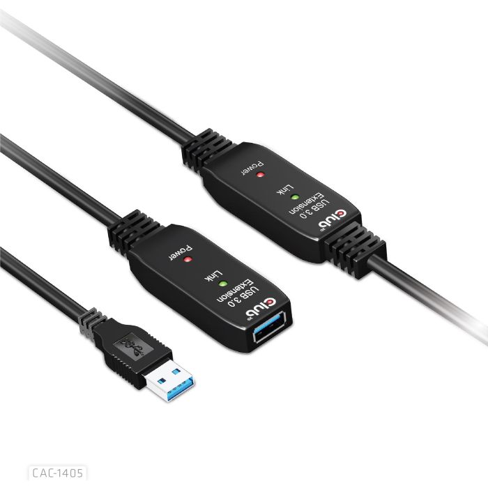 Club3D Cable de Extensión USB 3.2 Activo Tipo A Macho a Hembra 10m 5 Gbps 6