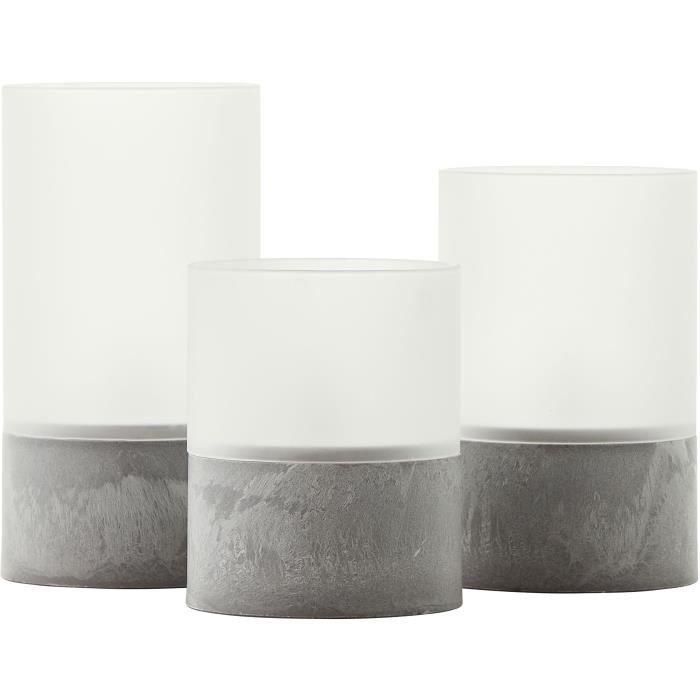 Lote 3 Lámparas de mesa LED BRILLIANT CANDLE - 2500K - Plástico y vidrio - Gris y blanco mate 1