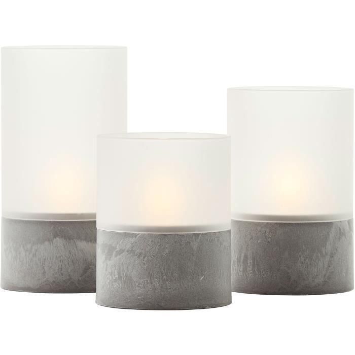 Lote 3 Lámparas de mesa LED BRILLIANT CANDLE - 2500K - Plástico y vidrio - Gris y blanco mate 5