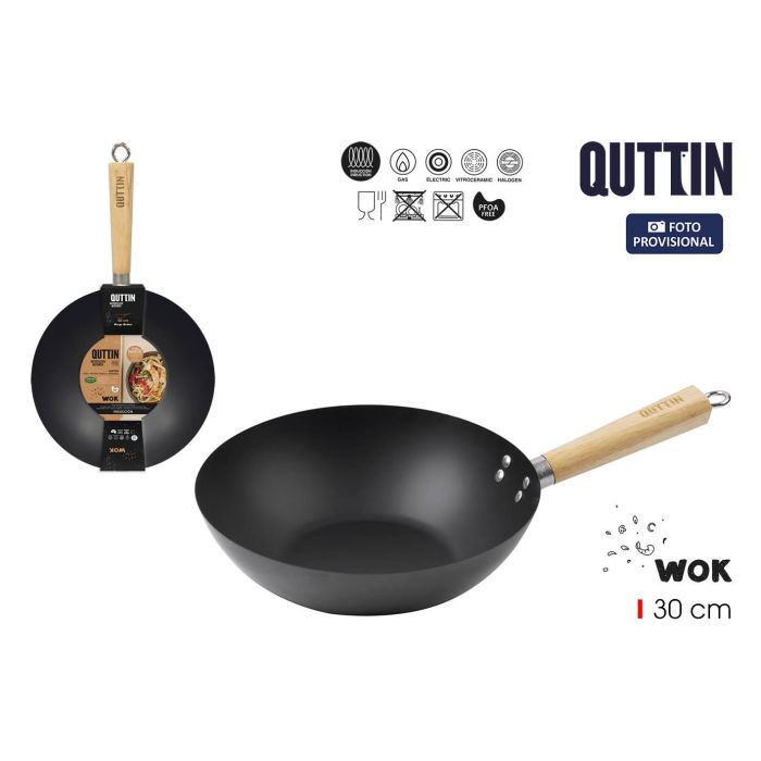 Sartén Wok Mango Madera 30 cm Inde (6 Unidades) Sartén Wok Mango Madera 30 cm Inde (6 Unidades)