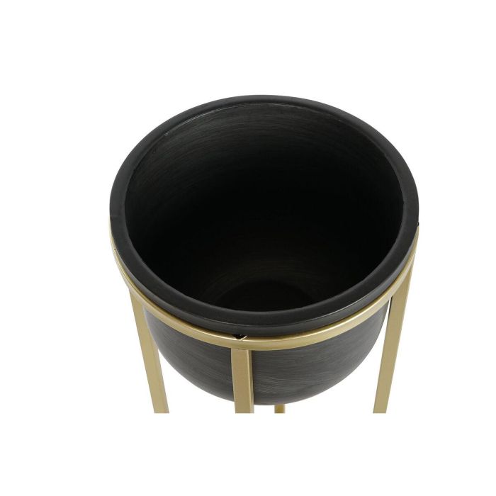 DKD Home Decor Macetero Glam, Set de 2 Unidades de Metal Negro Dorado Desmontable, 65 cm Alto x 28 cm Ancho x 28 cm Largo 3