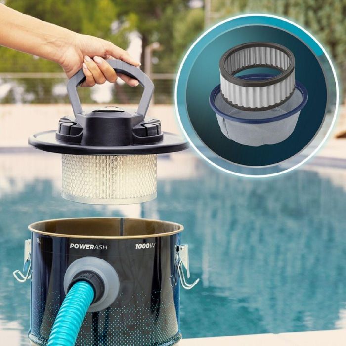 Cecotec Conga Ash 3000 Home Aspirador de Cenizas y Suciedad Extrema 1000W, 15L, 15kPa, Tubo Ultra Resistente, Filtro Lavable Negro/Turquesa 2