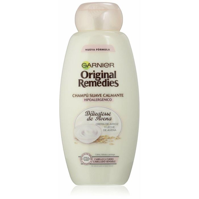 Garnier Original Remedies Champú Hidratante Delicatesse de Avena y Arroz para Cabello Sensible y Todo Tipo de Cabello 600 ml