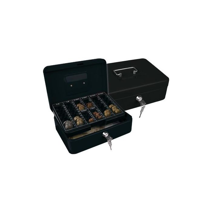 Caja Caudales Q-Connect 10-' 250x180x90 mm Negra Con Portamonedas