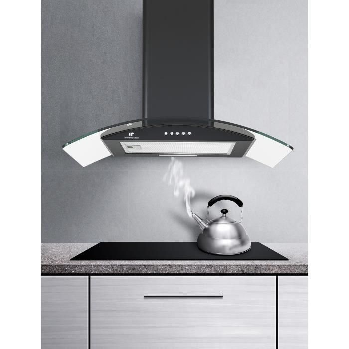 Continental Edison CEH60GB Campana Decorativa 60 cm Negro y Vidrio 2 Continental Edison CEH60GB Campana Decorativa 60 cm Negro y Vidrio 2