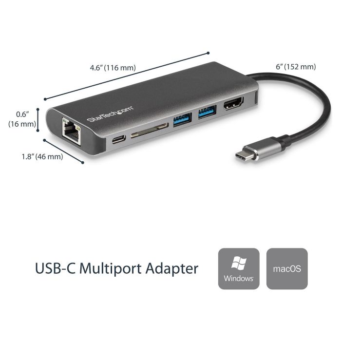 Hub USB Startech DKT30CSDHPD Gris 60 W 1 Hub USB Startech DKT30CSDHPD Gris 60 W 1