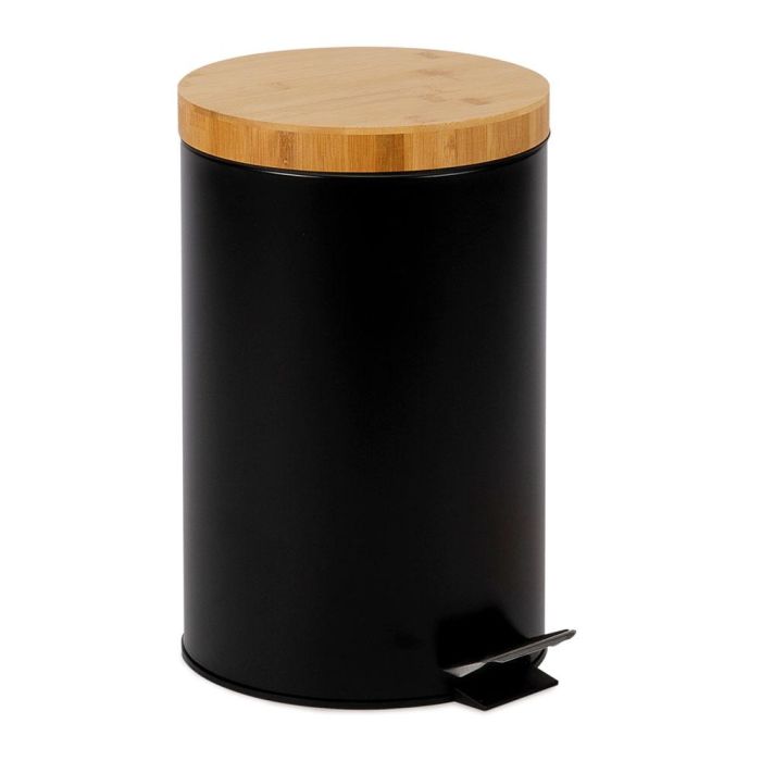 Andrea House Papelera Cubo de Basura con Tapa de Pedal, 12 Litros de Capacidad, Color Negro, Fabricado en Metal. Ideal para Cocina.