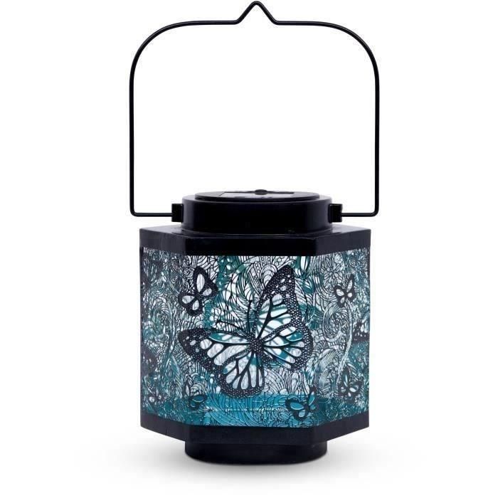 Linterna solar - GARDEN ID Papillon - Ø13 h15 cm - Autonomía 8 horas - Interruptor - Pila AAA recargable. 2 Linterna solar - GARDEN ID Papillon - Ø13 h15 cm - Autonomía 8 horas - Interruptor - Pila AAA recargable. 2