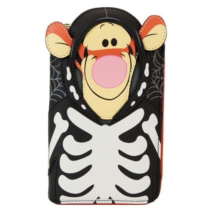 Loungefly Cartera Tigger Skeleton Winnie Pooh Disney Piel Vegana 15x10cm Cremallera 5 Ranuras Tarjetas Detalles Bordados Fosforescentes