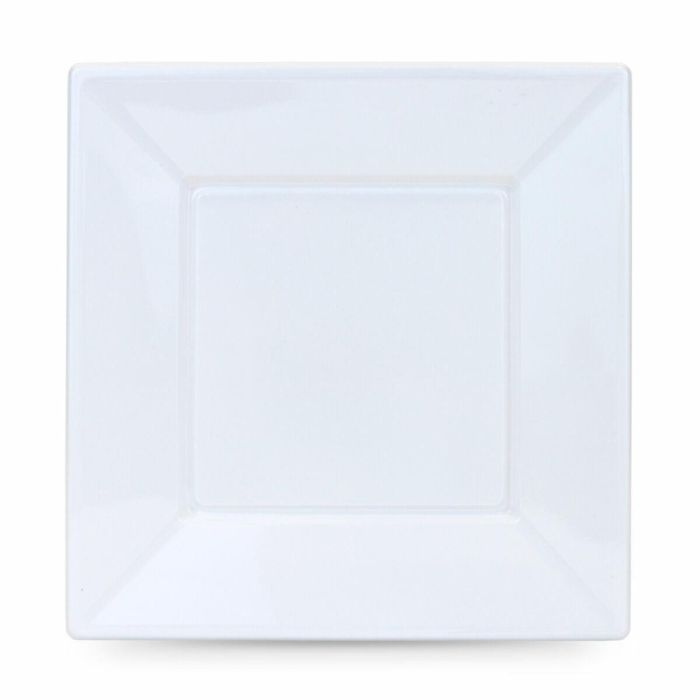 Set de platos reutilizables Algon Cuadrado Blanco Plástico 23 x 23 x 2 cm (24 Unidades) 1