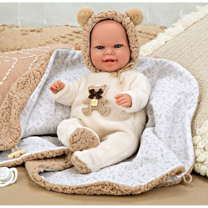 Muñeca elegance babyto marron con manta (muñeco de peso) 35 cm cuerpo blando 3