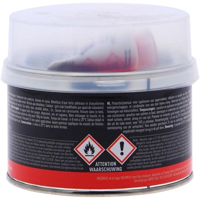 FACOM Masilla de poliéster estándar - Relleno Nivelador 500 g 2