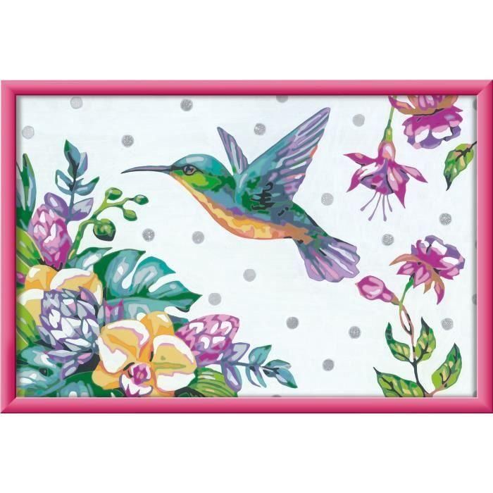CreArt Kids - Colibrí y flores exóticas (31 x 21 cm), kit de pintura por números, Art Number, a partir de 7 años, 25851, Ravensburger 1 CreArt Kids - Colibrí y flores exóticas (31 x 21 cm), kit de pintura por números, Art Number, a partir de 7 años, 25851, Ravensburger 1
