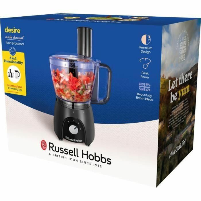 Procesador de alimentos - RUSSEL HOBBS - Desire Matte Charcoal - 600 W - 2 velocidades + pulso - Negro 1