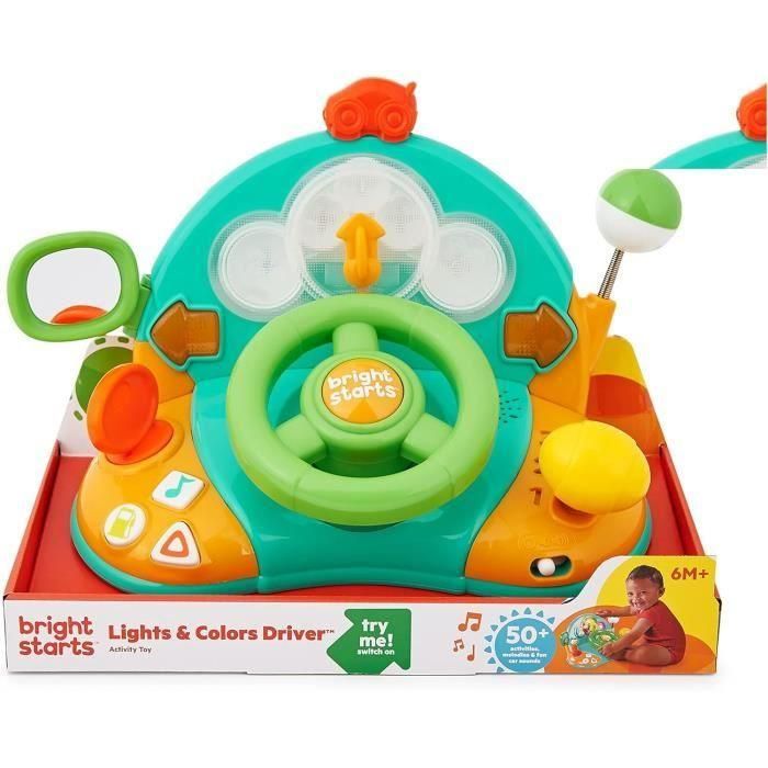 Bright Starts Volante Interactivo Musical y de Aprendizaje para Bebés con Luces, Sonidos, Números y Palanca de Cambios 2