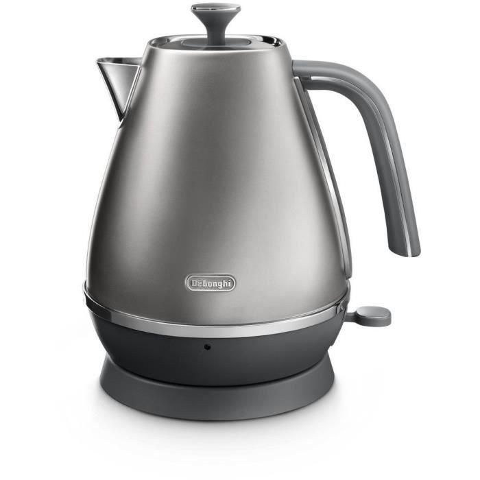 Delonghi KBI2001.S Hervidor de Agua Eléctrico - 2000 W - 1.7 L - Acero Inoxidable Metal Mate con Detalles Cromados