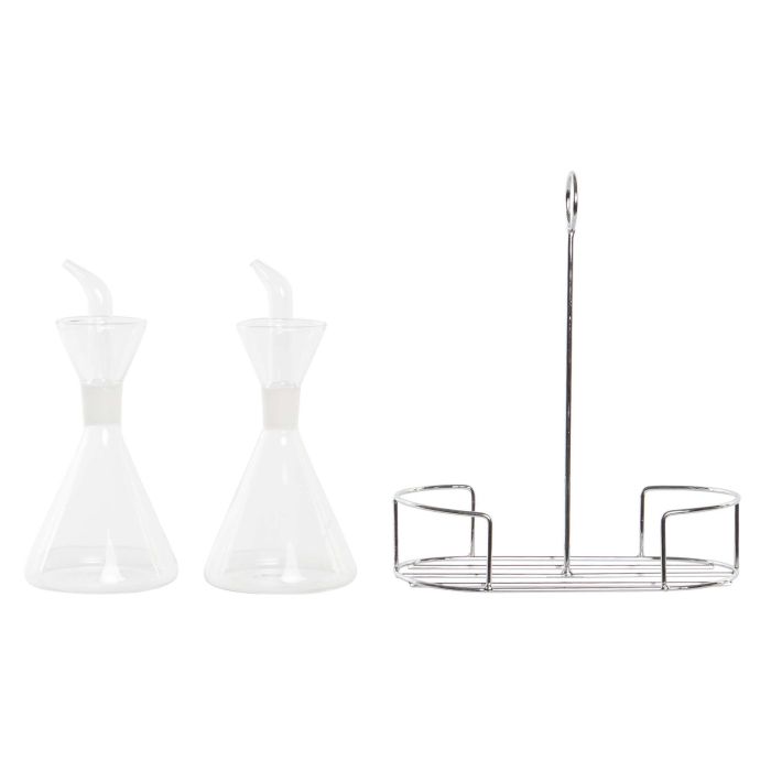 DKD Home Decor Aceitera Vinagrera Básicos Transparente Borosilicato y Metal 10x23.5x19.5cm Set 2 Piezas 1 DKD Home Decor Aceitera Vinagrera Básicos Transparente Borosilicato y Metal 10x23.5x19.5cm Set 2 Piezas 1