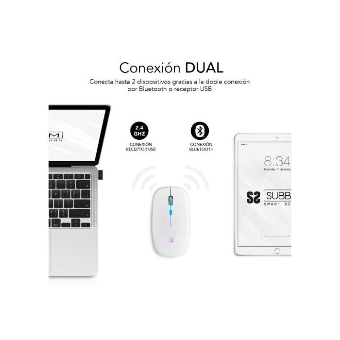 SUBBLIM Raton LED Dual Flat Mouse White 1 SUBBLIM Raton LED Dual Flat Mouse White 1