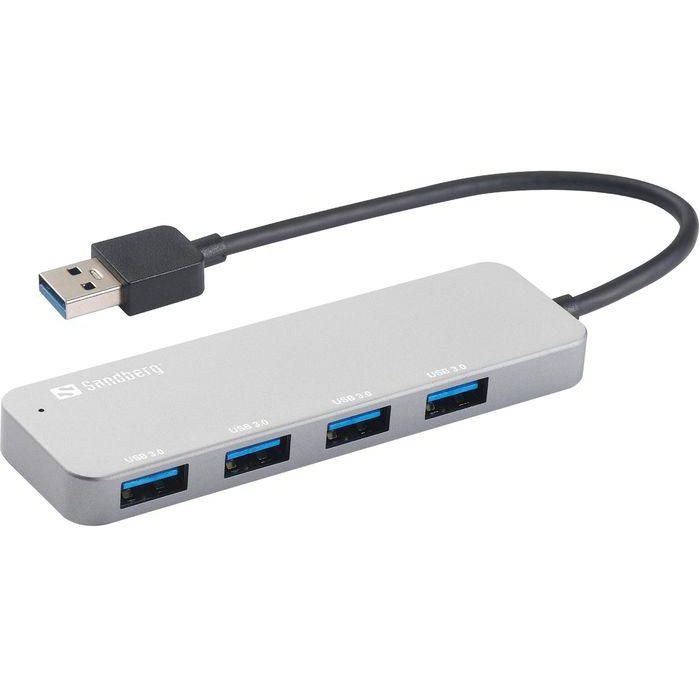 Sandberg USB 3.0 Hub 4 Puertos SAVER Expansor Conectividad Instantánea Plug & Play para PC - Conecta Disco Duro, Impresora, Ratón