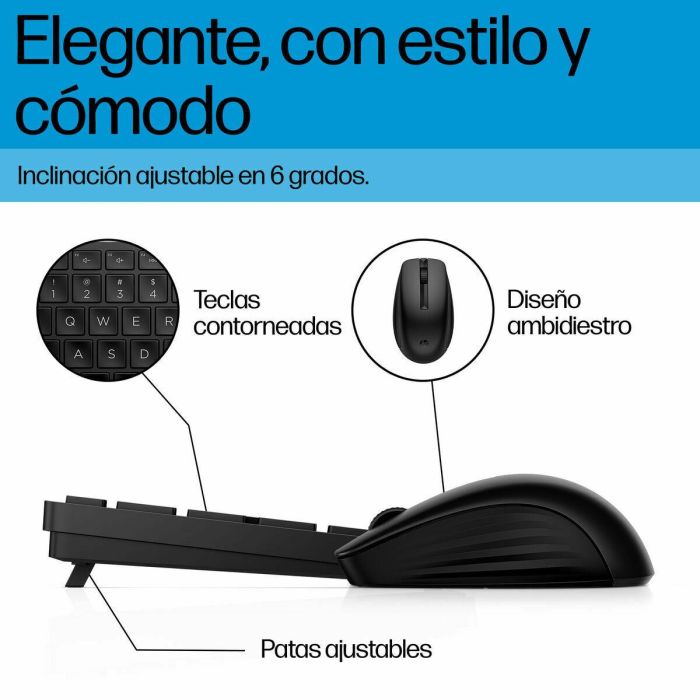 Teclado y Ratón HP 4R009UT#ABE Negro 2 Teclado y Ratón HP 4R009UT#ABE Negro 2